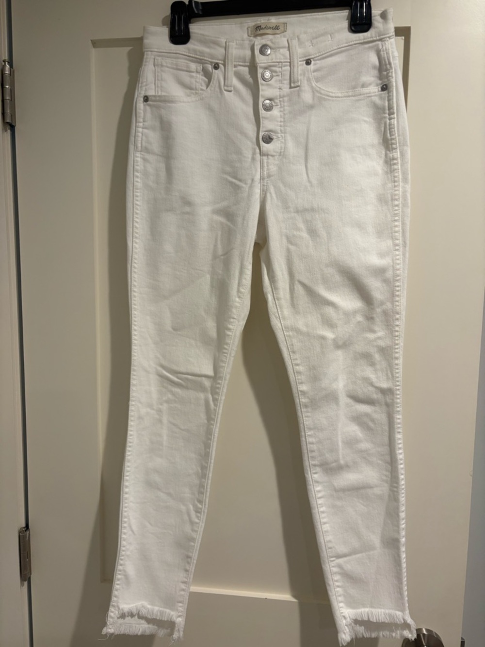 Madewell 10 in. High-Rise White Button-Fly Skinny Jeans
